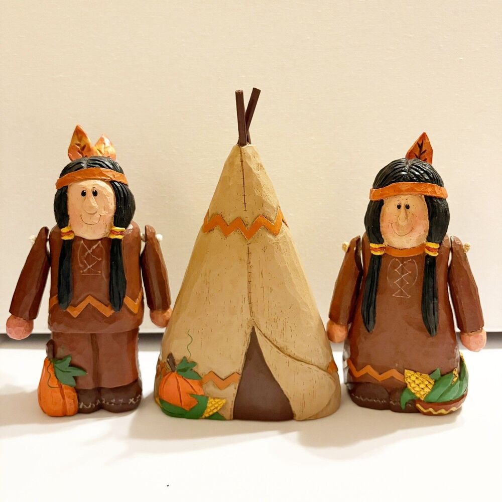 Midwest Cannon Falls Native American Figures Teepee Thanksgiving Decor